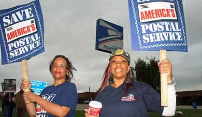 postal workers picketing
