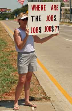 Protester calling for jobs